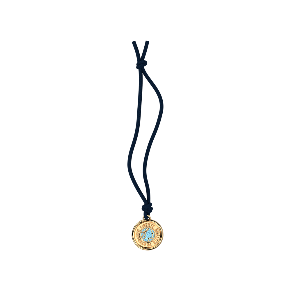 Bijou de sac Marianne, cuir réversible Marine / Ciel étoilé