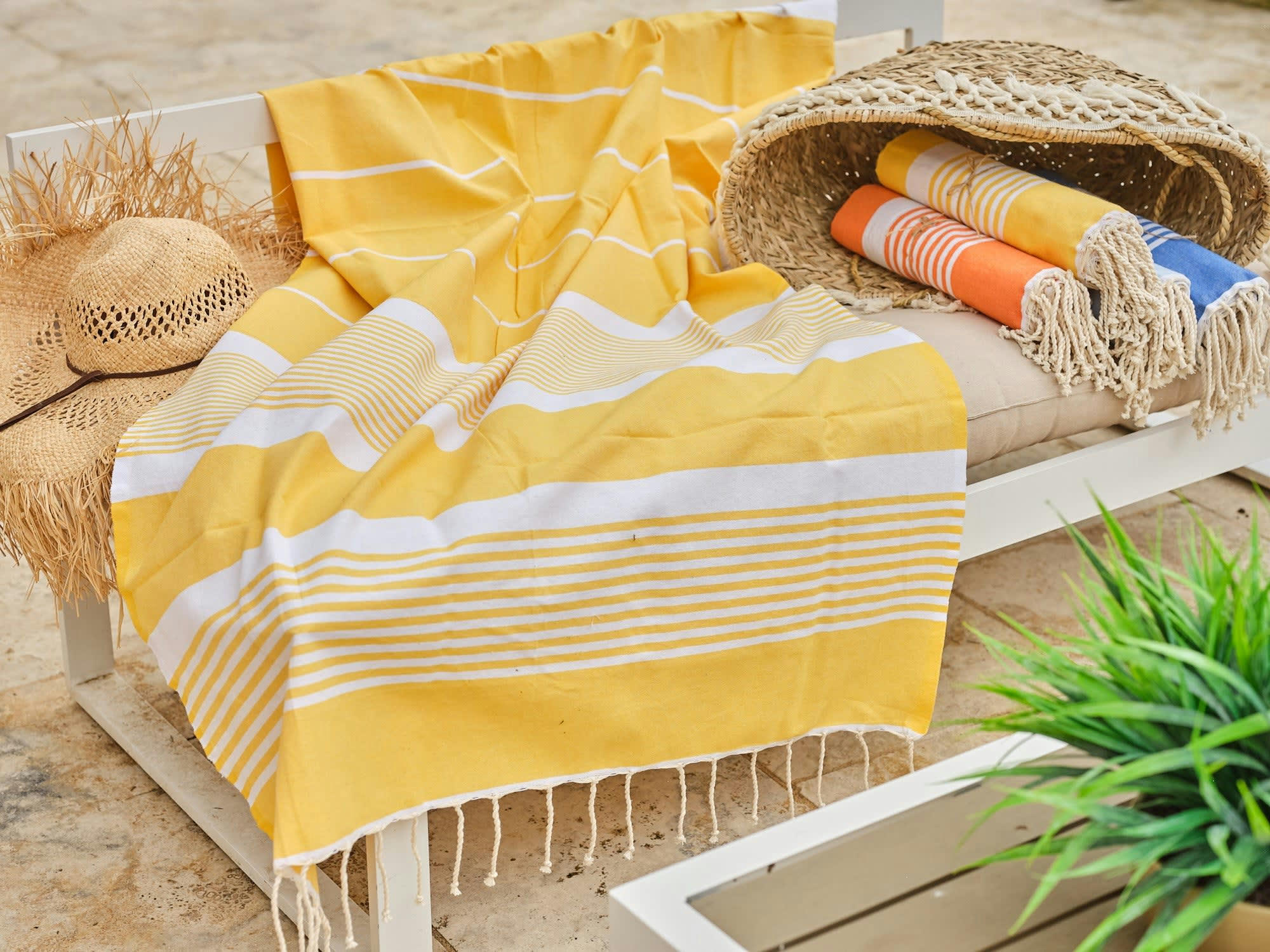 - Fouta en coton 100x200cm jaune