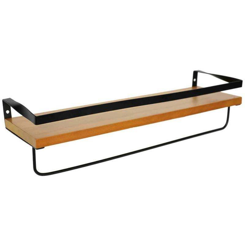 - Etagère murale en bois et métal avec accroche torchon