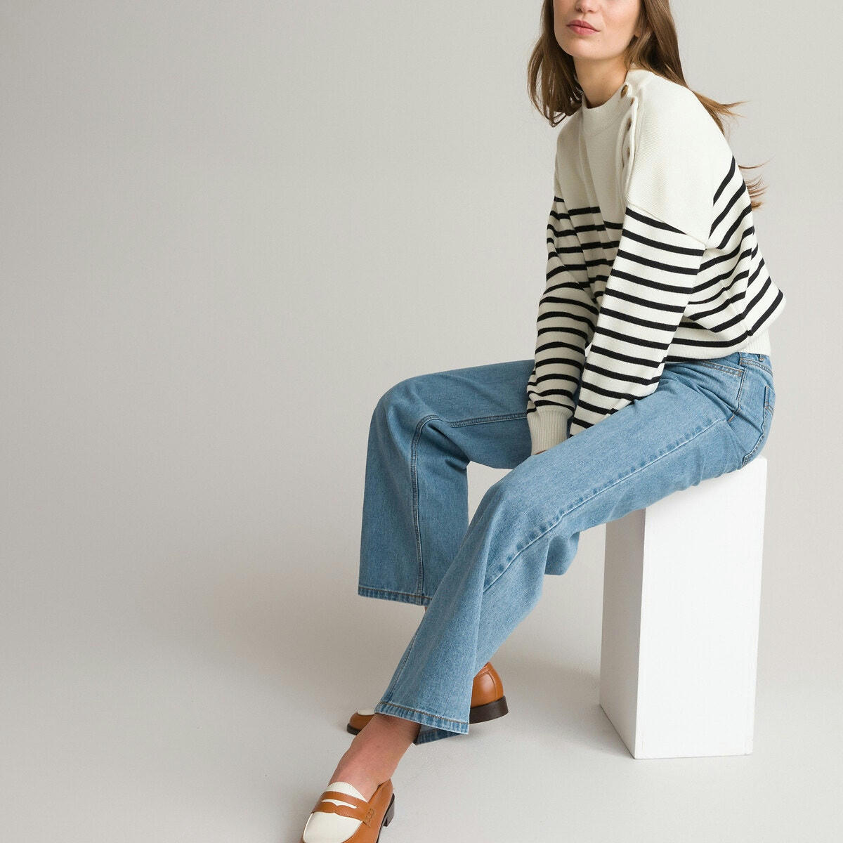 Pull marinière, en laine mélangée