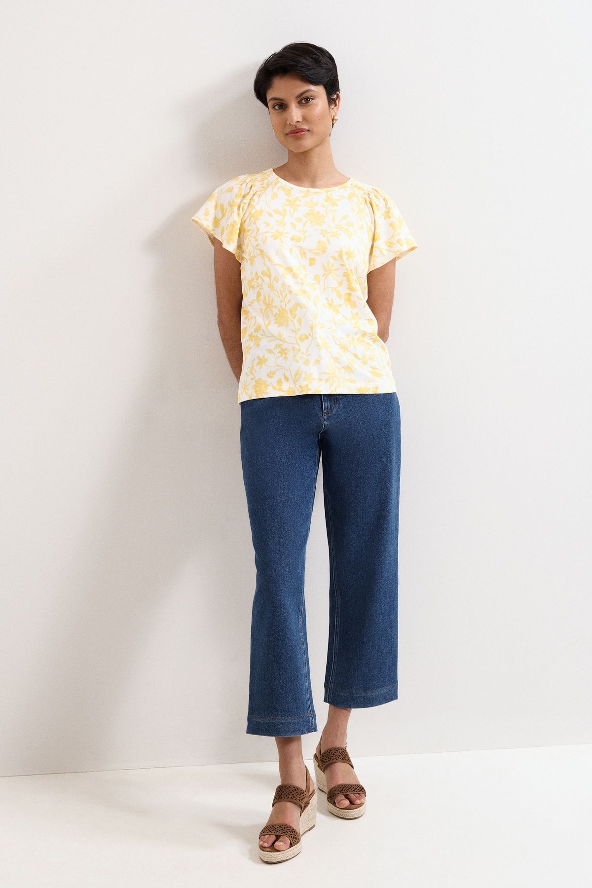 Phase Eight Smocked Shoulder Flutter Sleeve Top