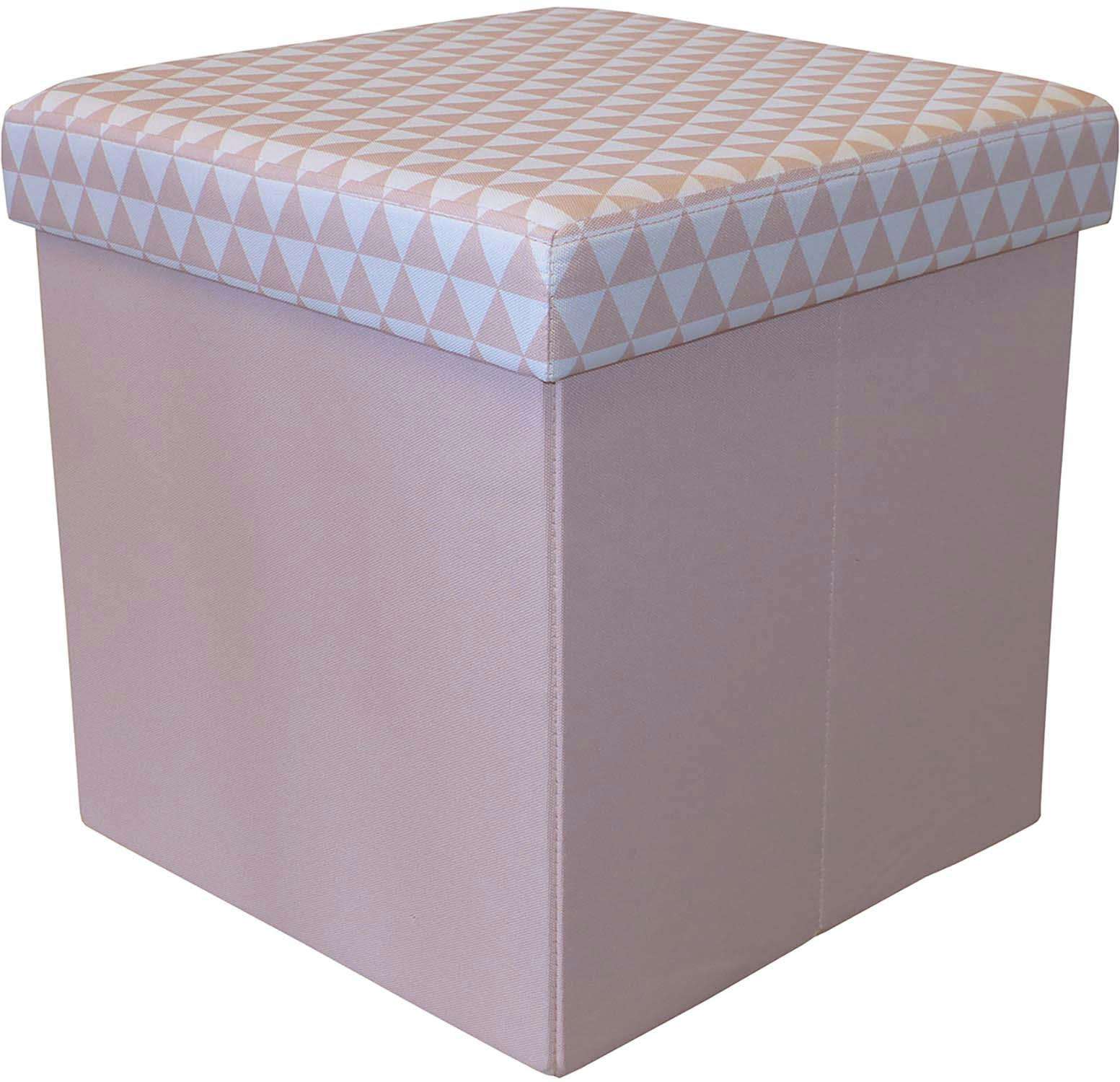 - Pouf coffre carré pliable scandinave rose