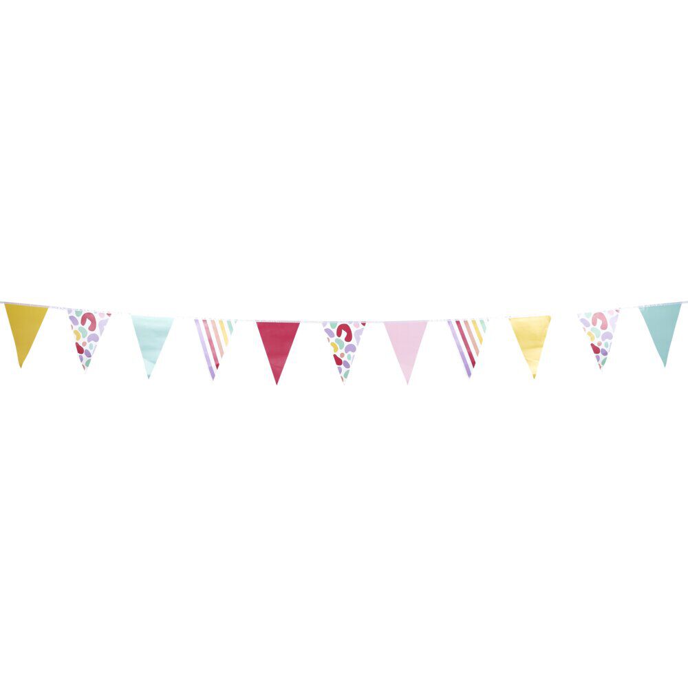 Guirlande fanion papier multicolore thème candy 4m