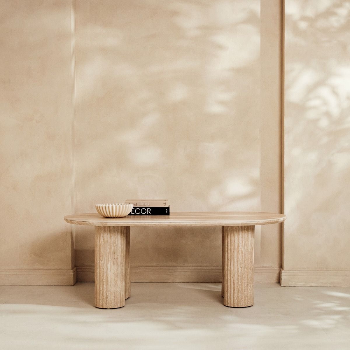Stolik kawowy BELLEZA beżowy z blatem ze spiekanego kamienia 120x60x46 cm