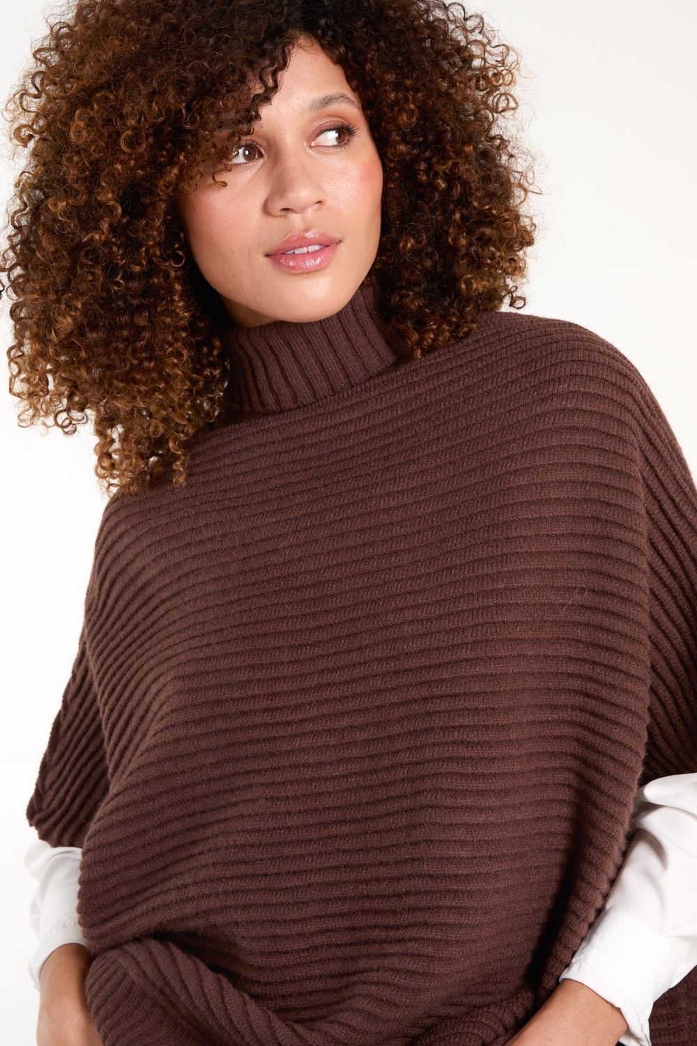Blue Vanilla High Neck Oversized Ribbed Tabard Jumper