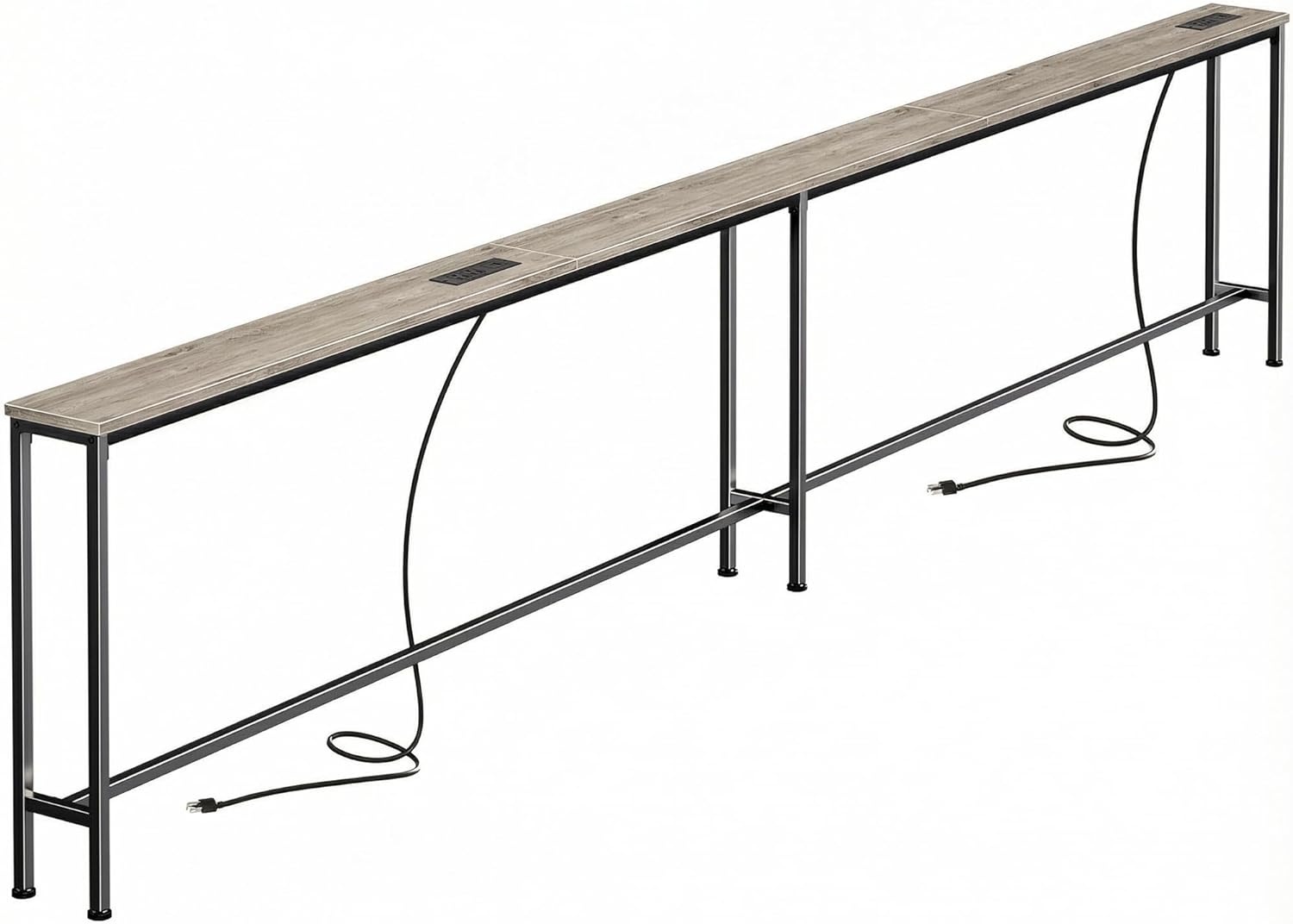 SUPERJARE Sofa Table with 2 Power Outlets and USB-C Ports, 5.9 Inch Narrow Console Table with Storage, Extra-Long, for Entryway Hallway Couch Behind Sofa, Small Spaces (Oak, 5.9D x 110.2W x 29.7H)