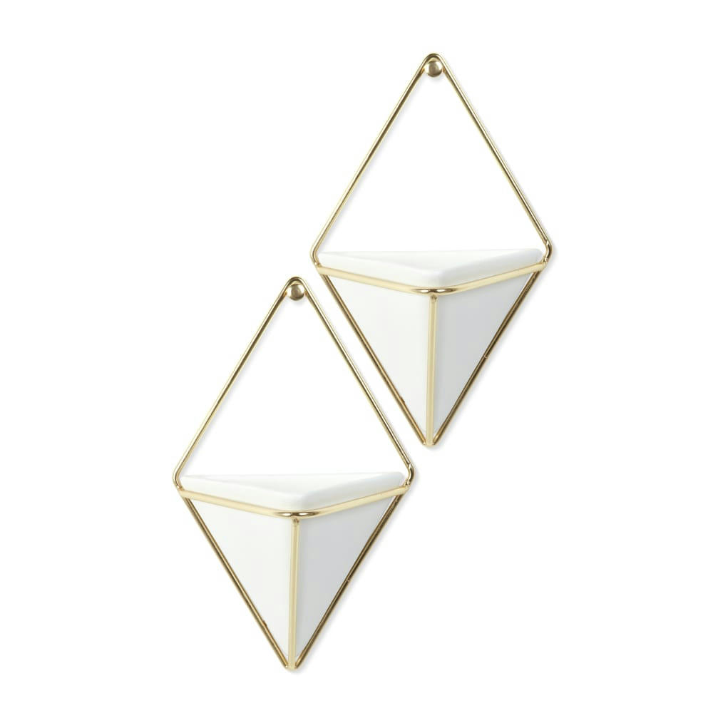 TRIGG - Lot de 2 vases muraux trigg céramique doré