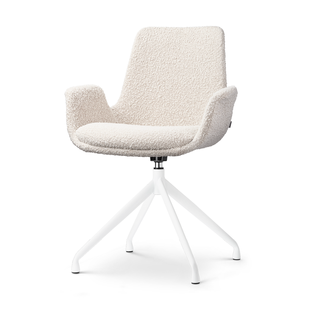 Nolon Nola-Eef Eetkamerstoel Bouclé Beige - Draaibaar Wit Onderstel