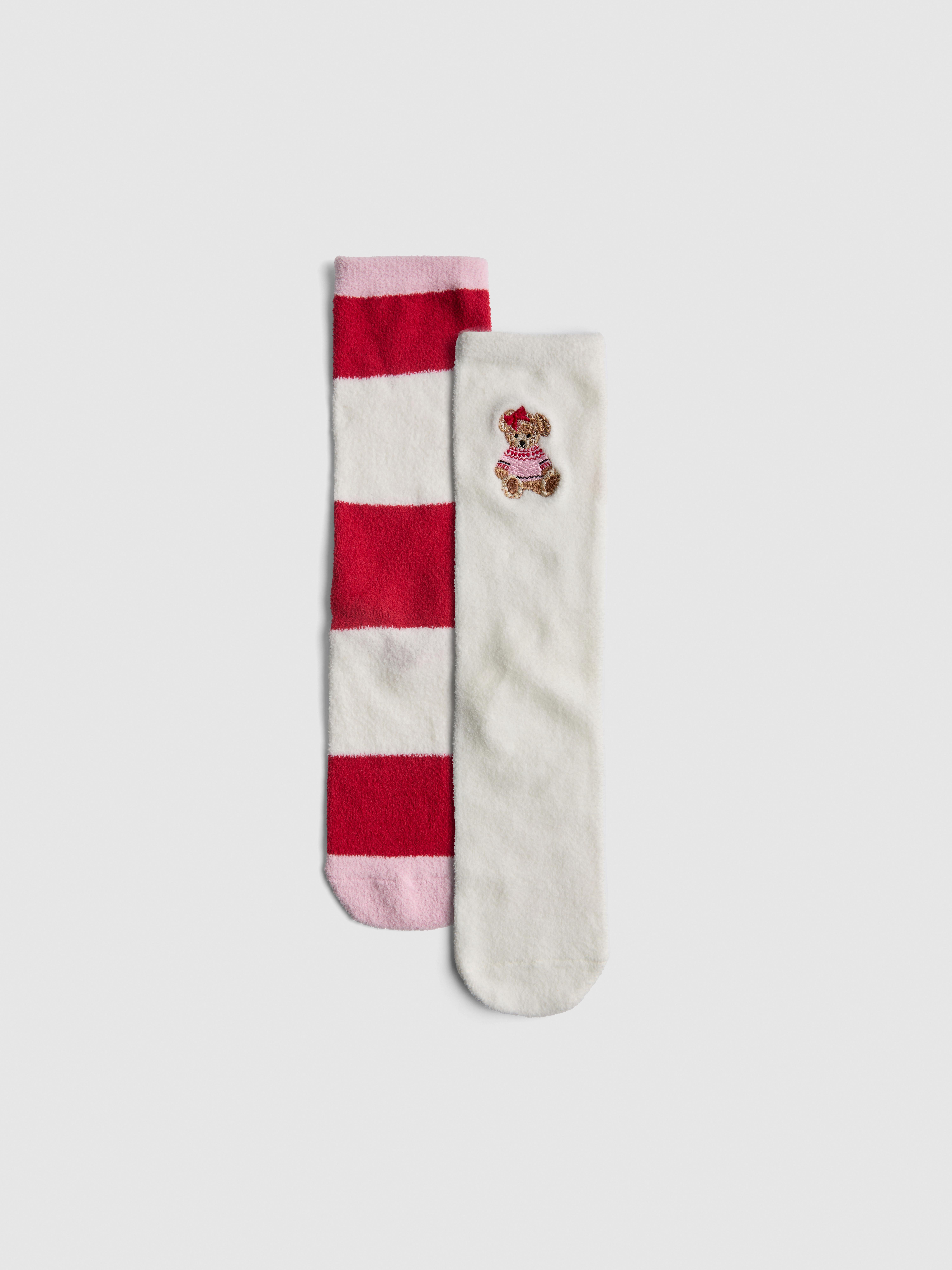 2pk Cozy Bear Slipper Socks