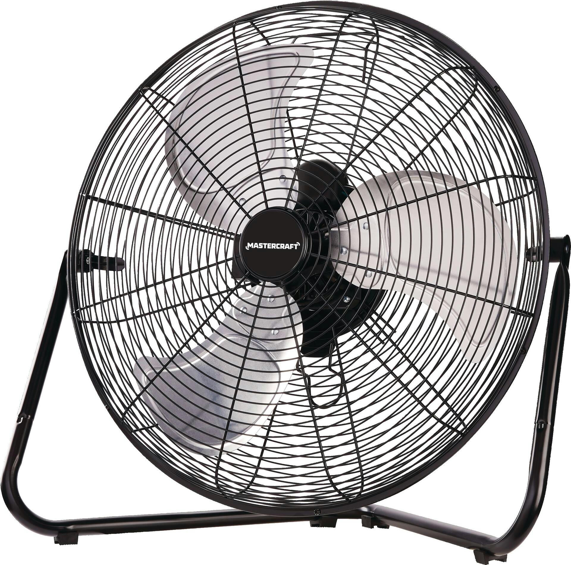 Mastercraft Vertical-Tilt Portable Floor Fan, 3-Speed, Black, 20-in