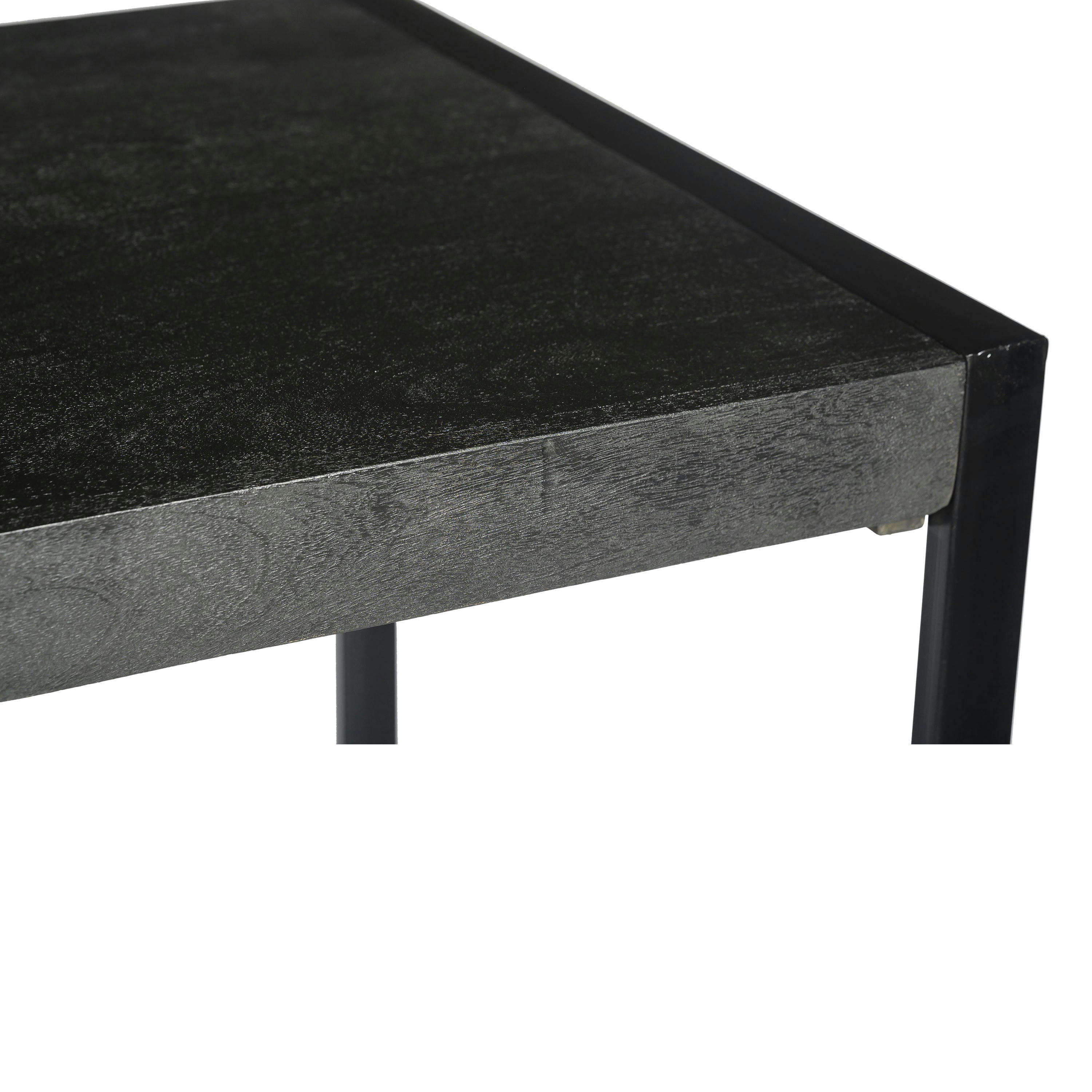 LUZ - LUZ-Table de Bar L.140 cm,en bois de Manguier massif noir, pied métal