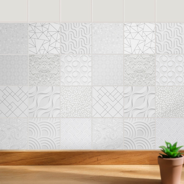 Naklejki na kafelki 10x10 cm Formy i fale 3D 24 szt.