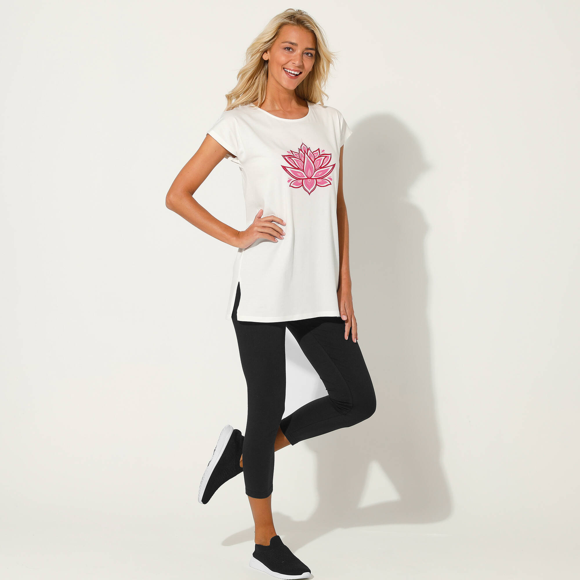 T-shirt tunique, imprimé placé