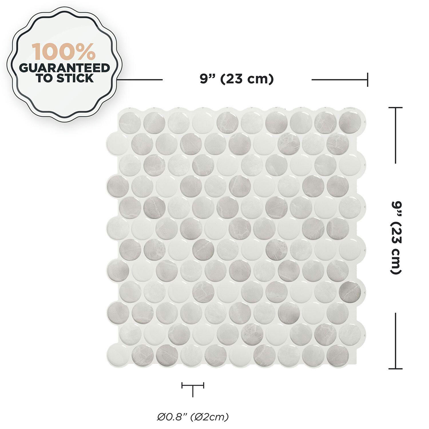 Smart Tiles Peel & Stick Self-Adhesive Kitchen & Bathroom Wall Tiles, Penny Roccia