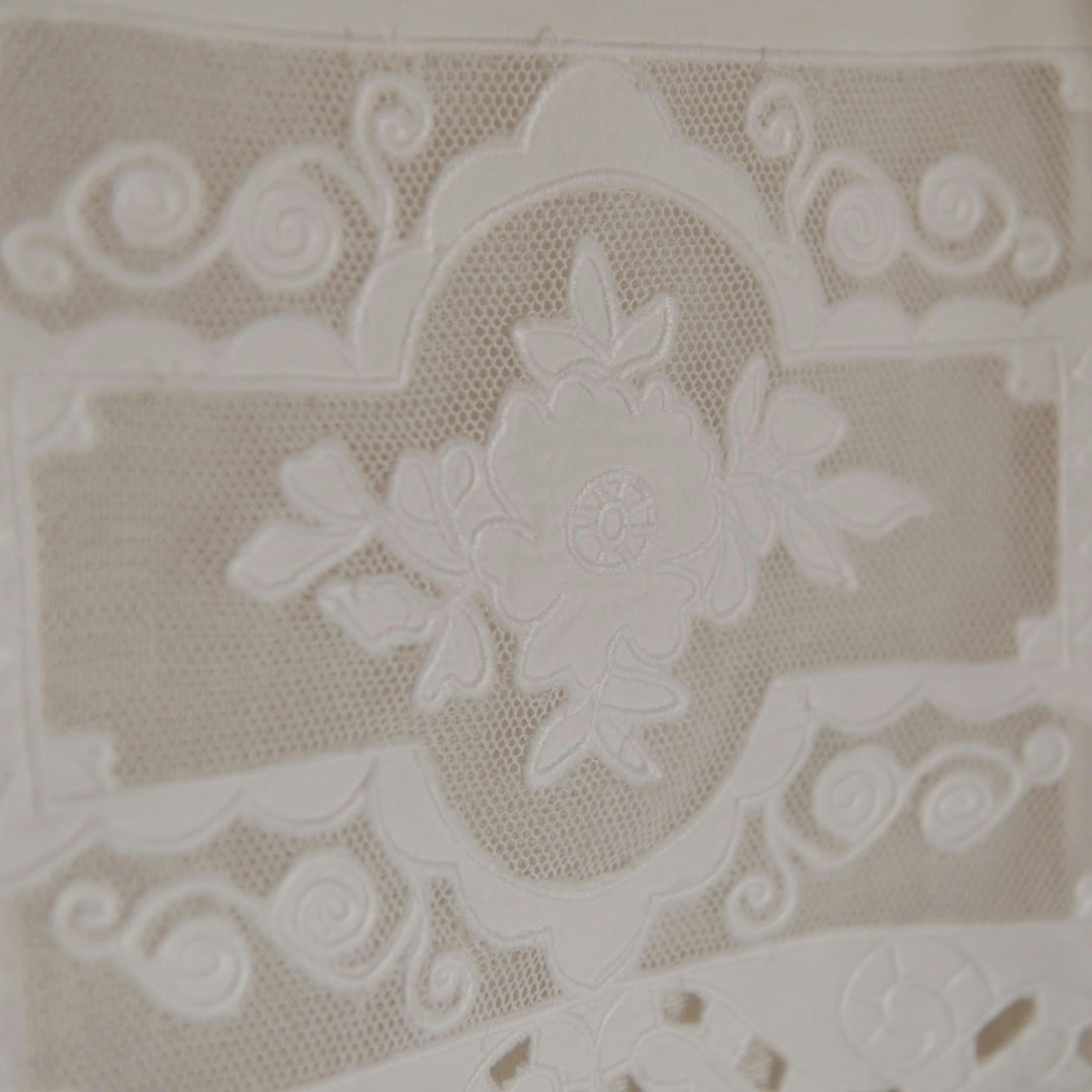 GRIMAUD - Store en lin blanc et broderies 45X70 CM