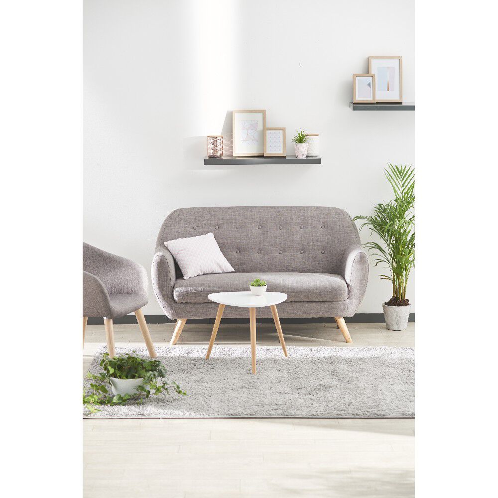 Bout de canapé table basse Joseph blanc pieds pin Ø48xH42 cm