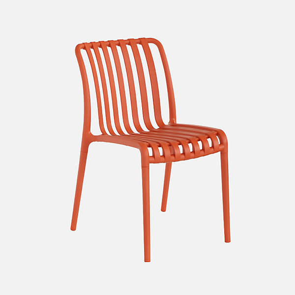Lot de 4 chaises de jardin en plastique terracotta. empilables. déjà montées