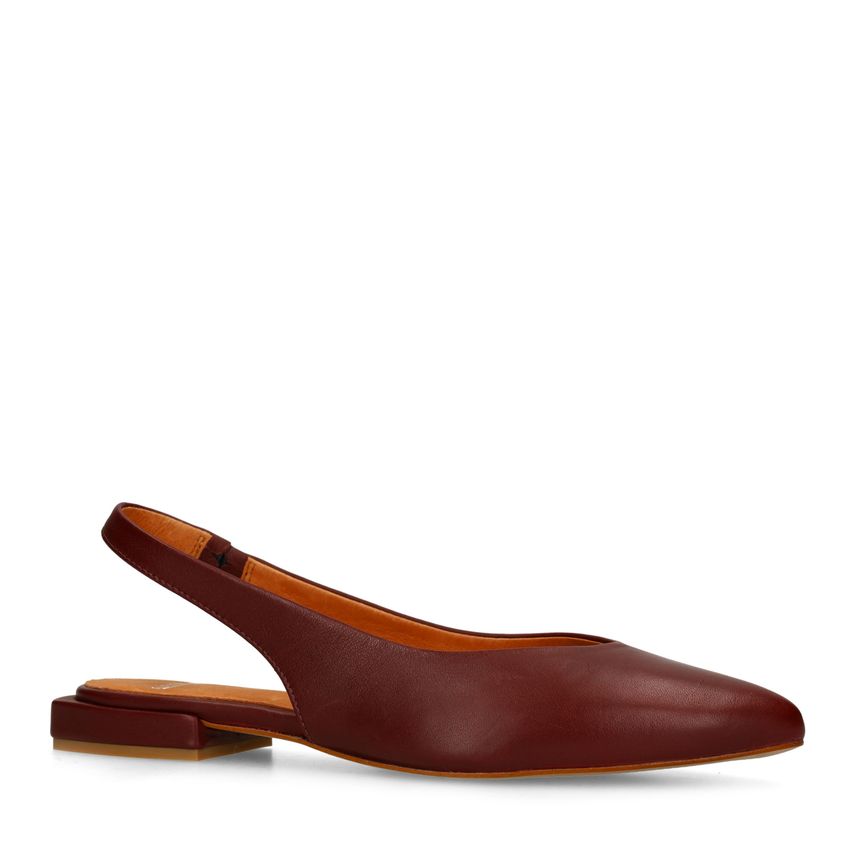 Manfield Bordeaux rode leren slingbacks