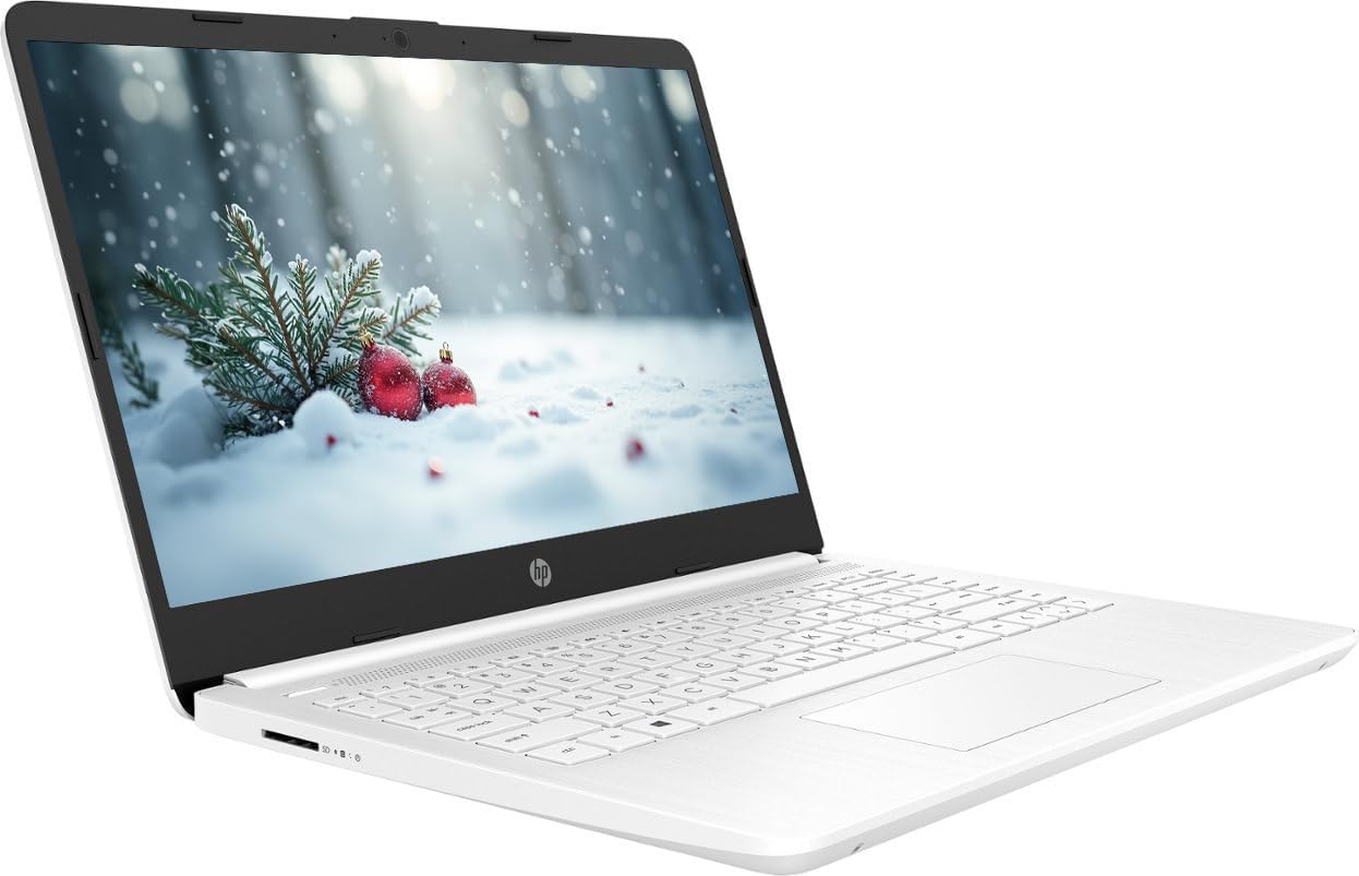 HP 14 Business Laptop Computer with Microsoft Office 365  Intel Quad-Core Processor  64GB eMMC  4GB RAM  Windows 11 Laptop  PLUSERA Earphones  White