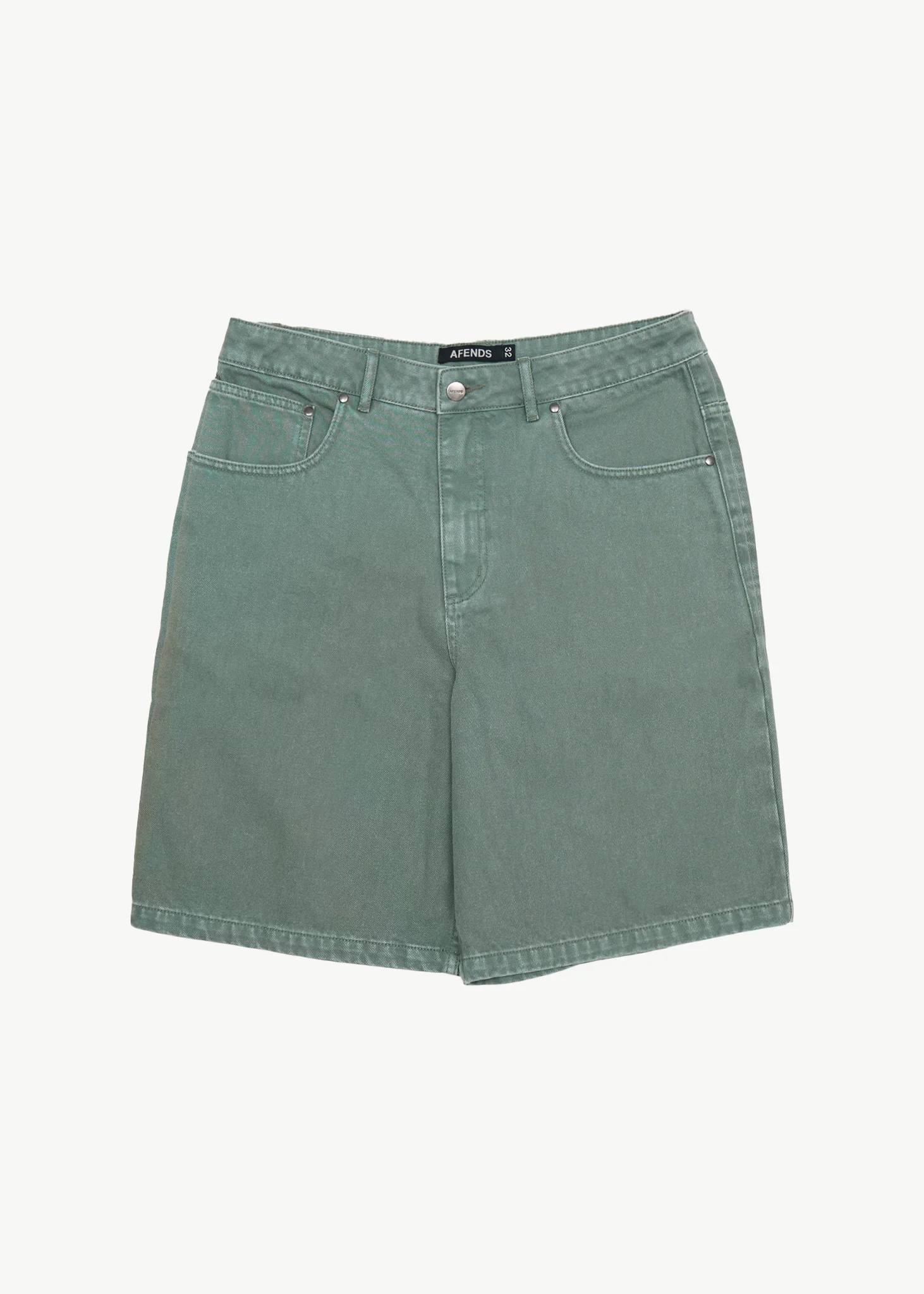 AFENDS Mens Lil C - Denim Baggy Short 22 - Washed Sycamore