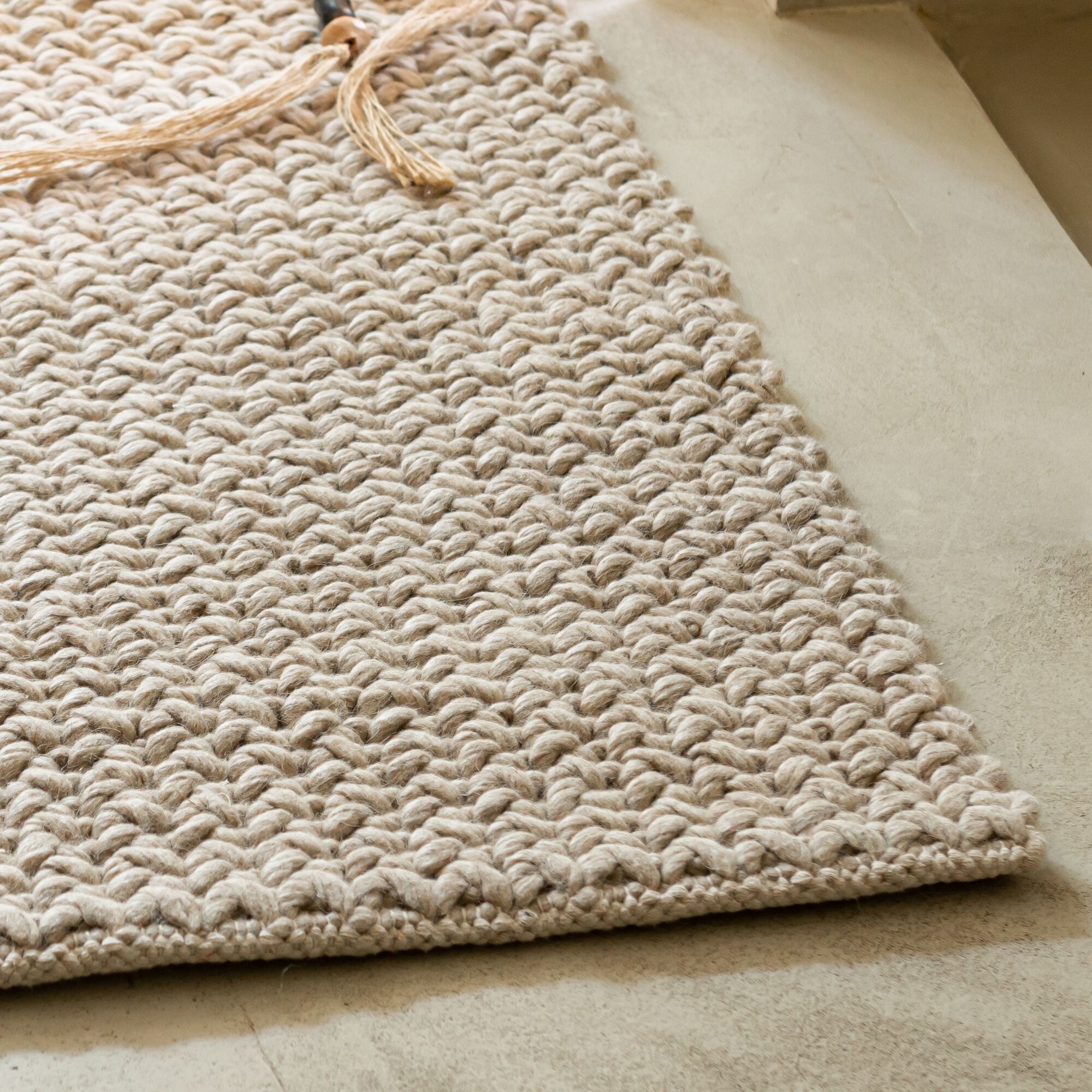 BURELLO - Tapis en laine et coton - beige 60x90cm