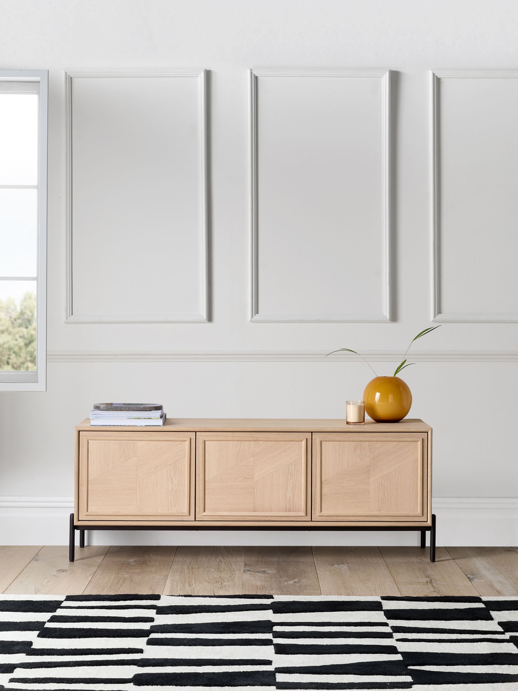 Jasper Conran London White Washed Oak Aden Wide Up to 50 Inch TV Unit