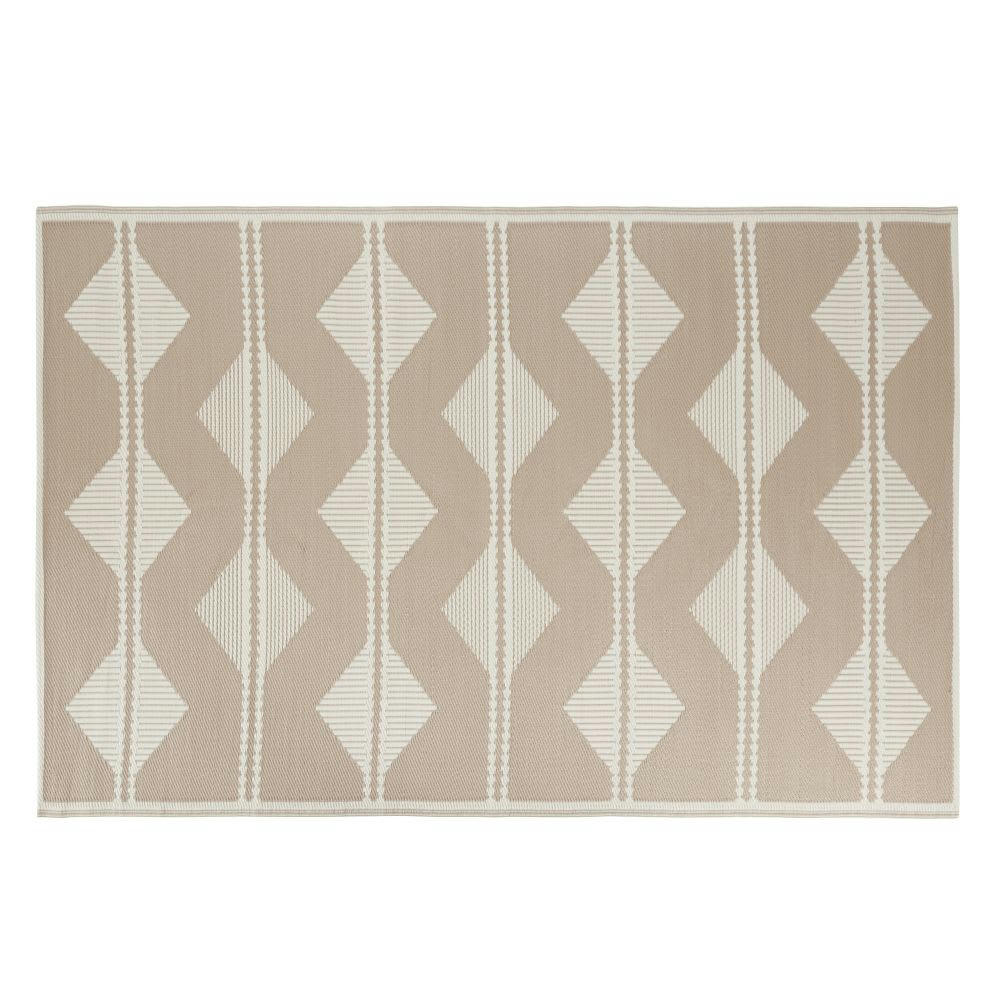 ADEM - Tapis réversible motifs triangles taupe et écrus 180x270