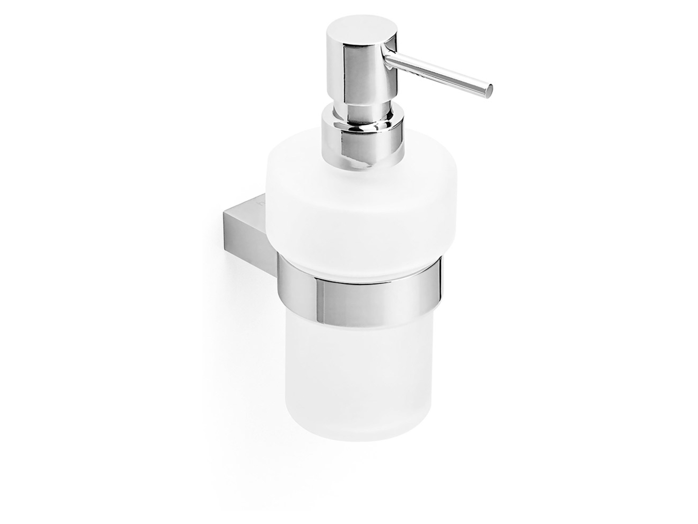 Dozownik do mydła wiszący szklany London 150 ml biało-srebrny