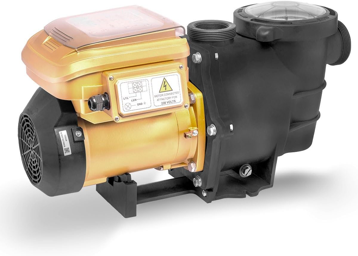 XtremepowerUS 1.5HP High Flow Variable Speed Pool Pump Intelligent Control Panel Swimming Pool Pump Inground w/ 2 Inch Fitting Adapter  230V
