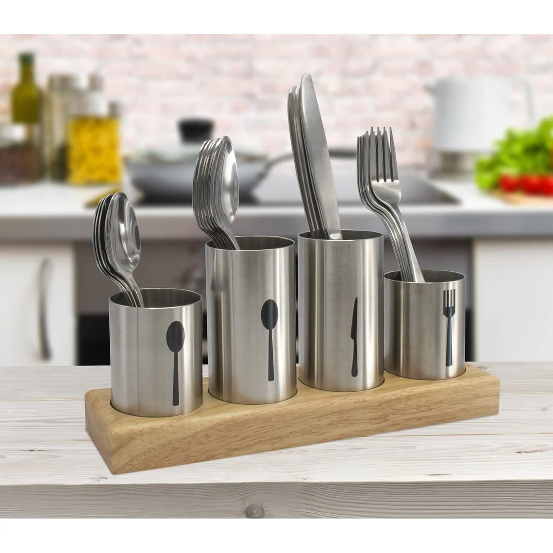 Stainless Steel Flatware Organizer Caddy with Base