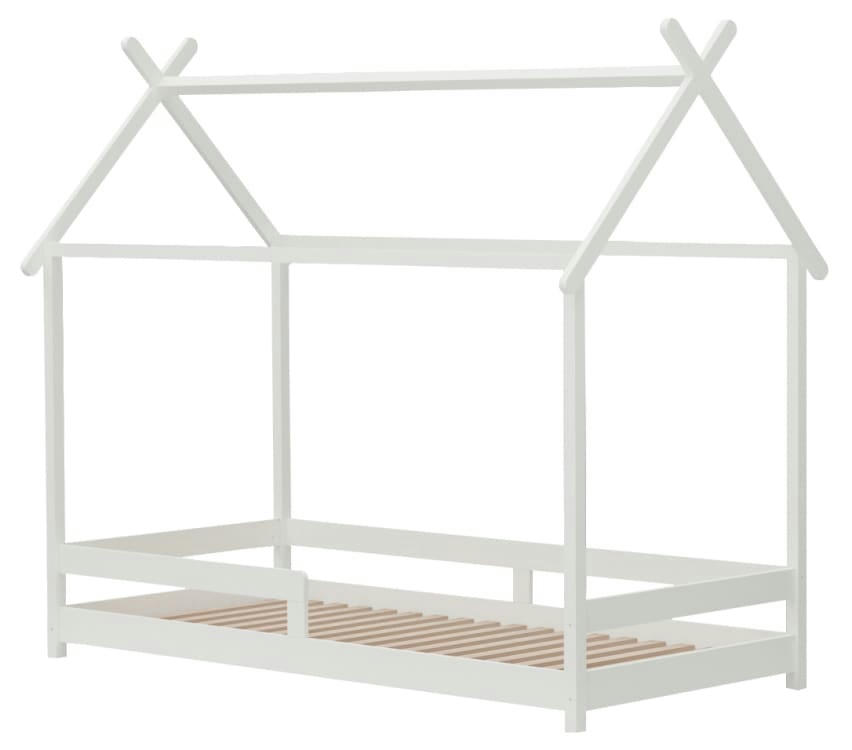 BIVOUAC - Lit enfant   avec barrière blanc   effet bois   90x200