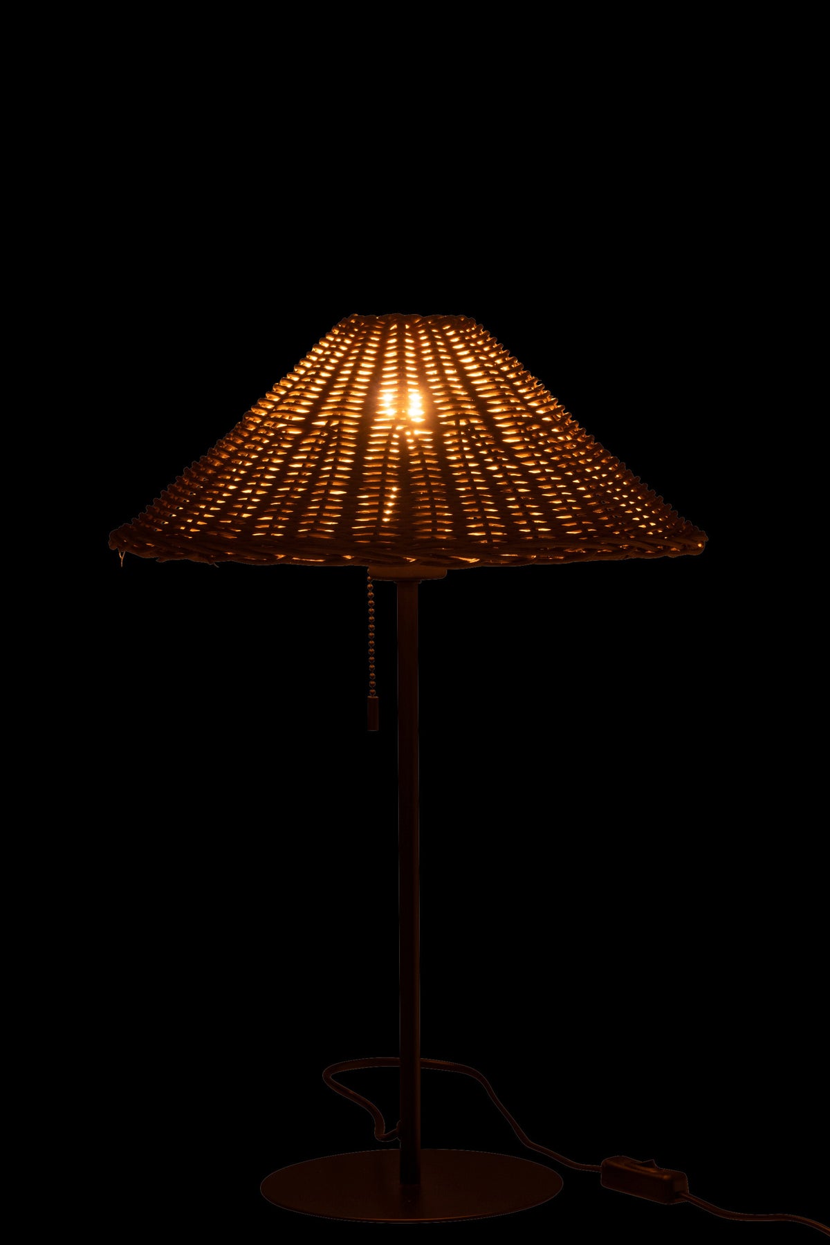 J-Line tafellamp - metaal/rotan - zwart/naturel