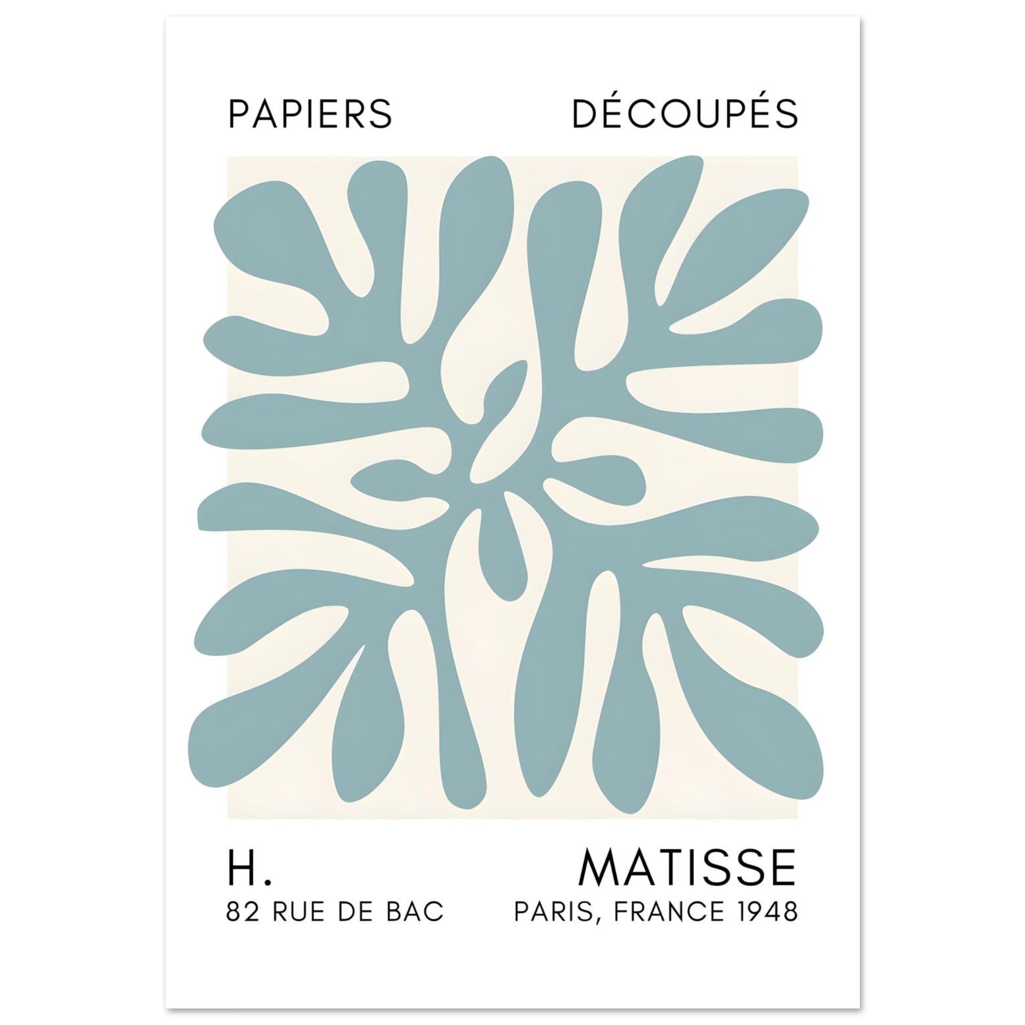 Artfulprints Poster Matisse - Deep ocean turquoise  - A4 21x29.7 cm - Turquoise
