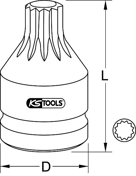 KS Tools - 515.1175 - Douille tournevis à chocs courte 1/2 XZN - M18 - L. 43 mm