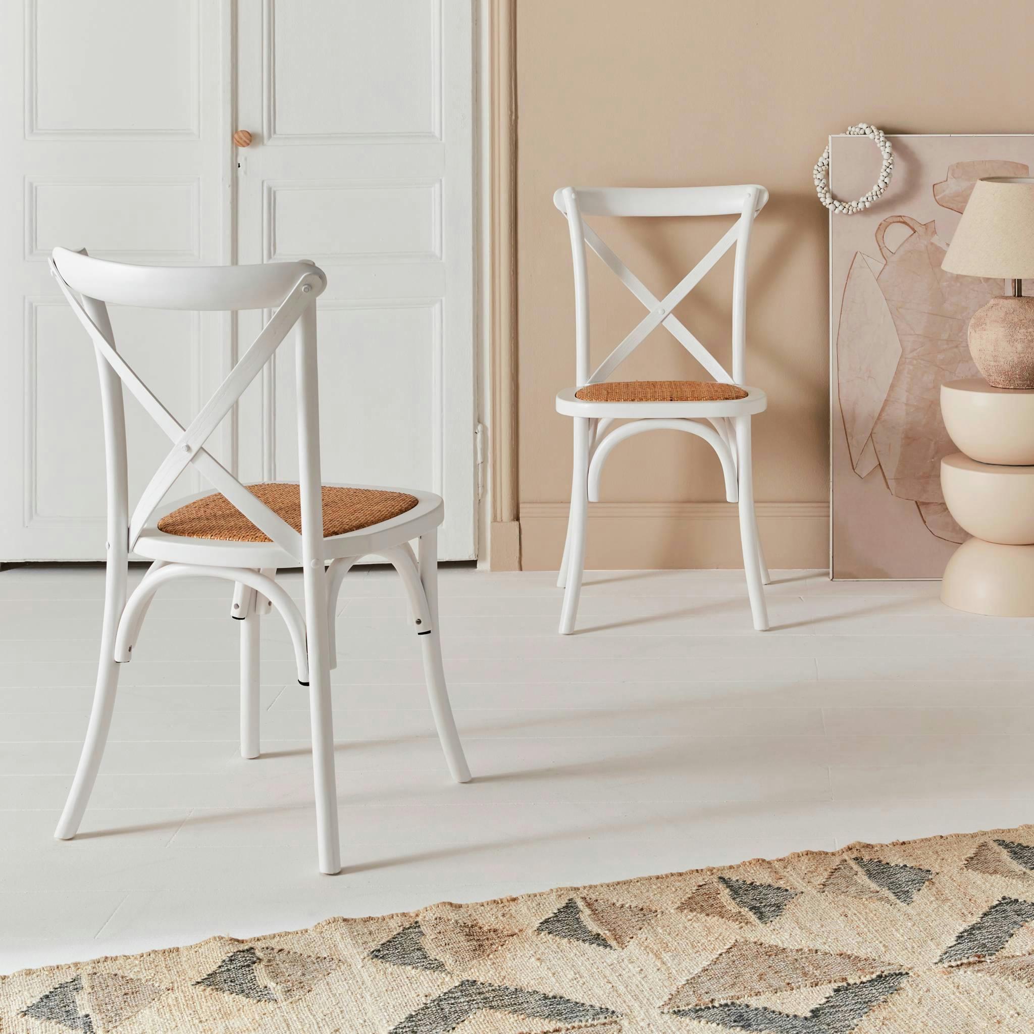 BELLEVILLE - Lot de 2 chaises de bistrot en bois blanc