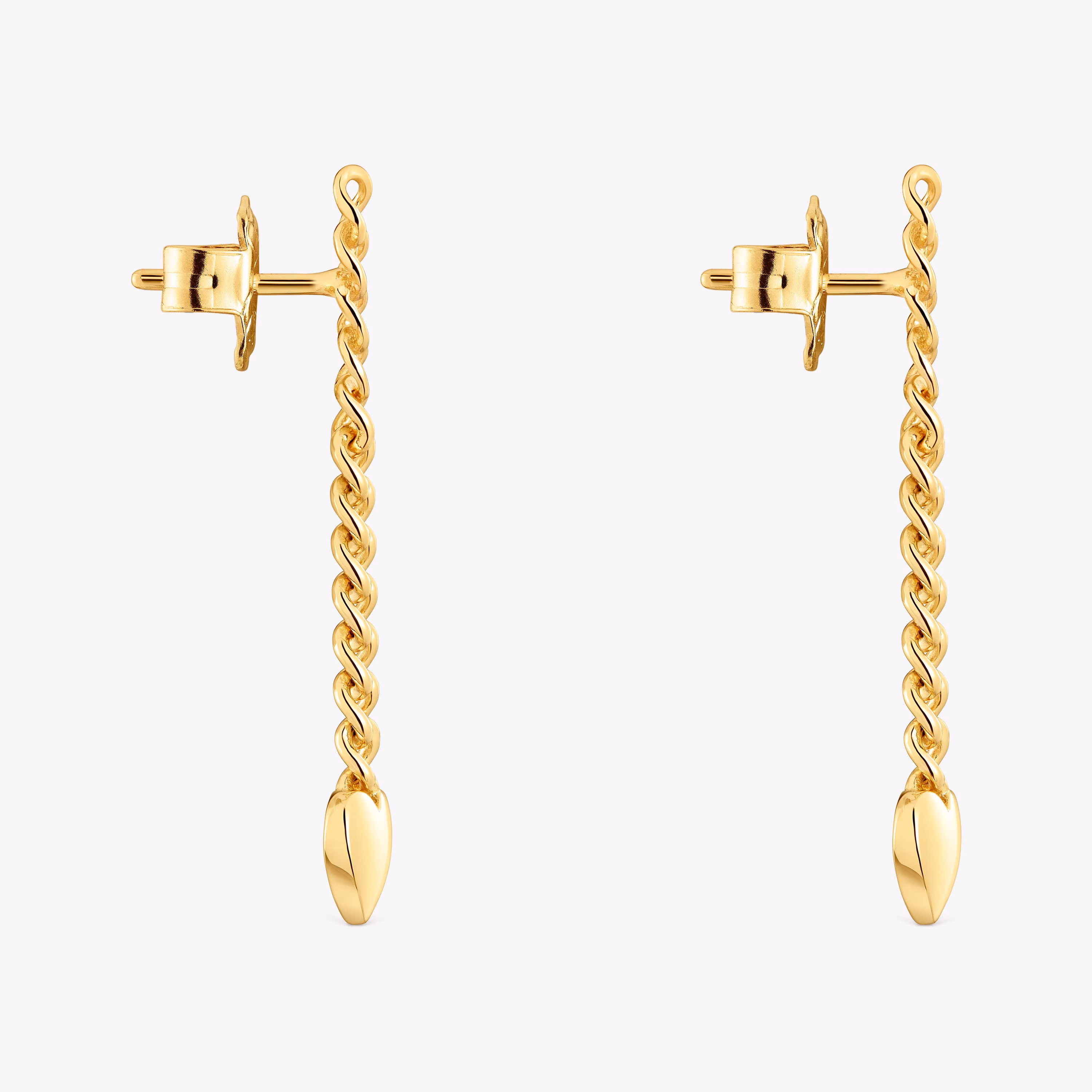 Pendientes largos corazón con baño de oro 18 kt sobre plata Bold Motif