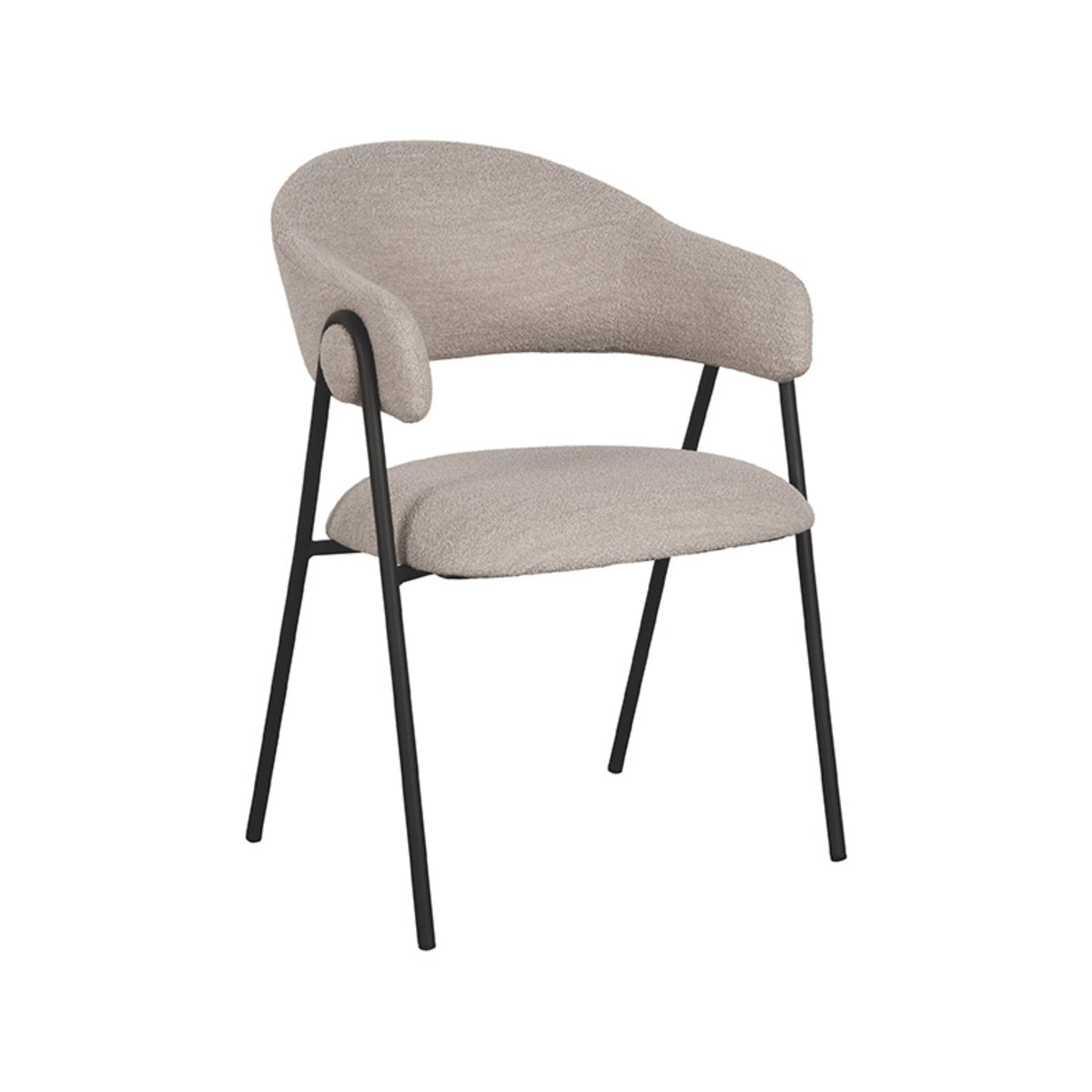 LABEL51 Eetkamerstoel Lowen - Naturel Bouclé - Zithoogte 49cm