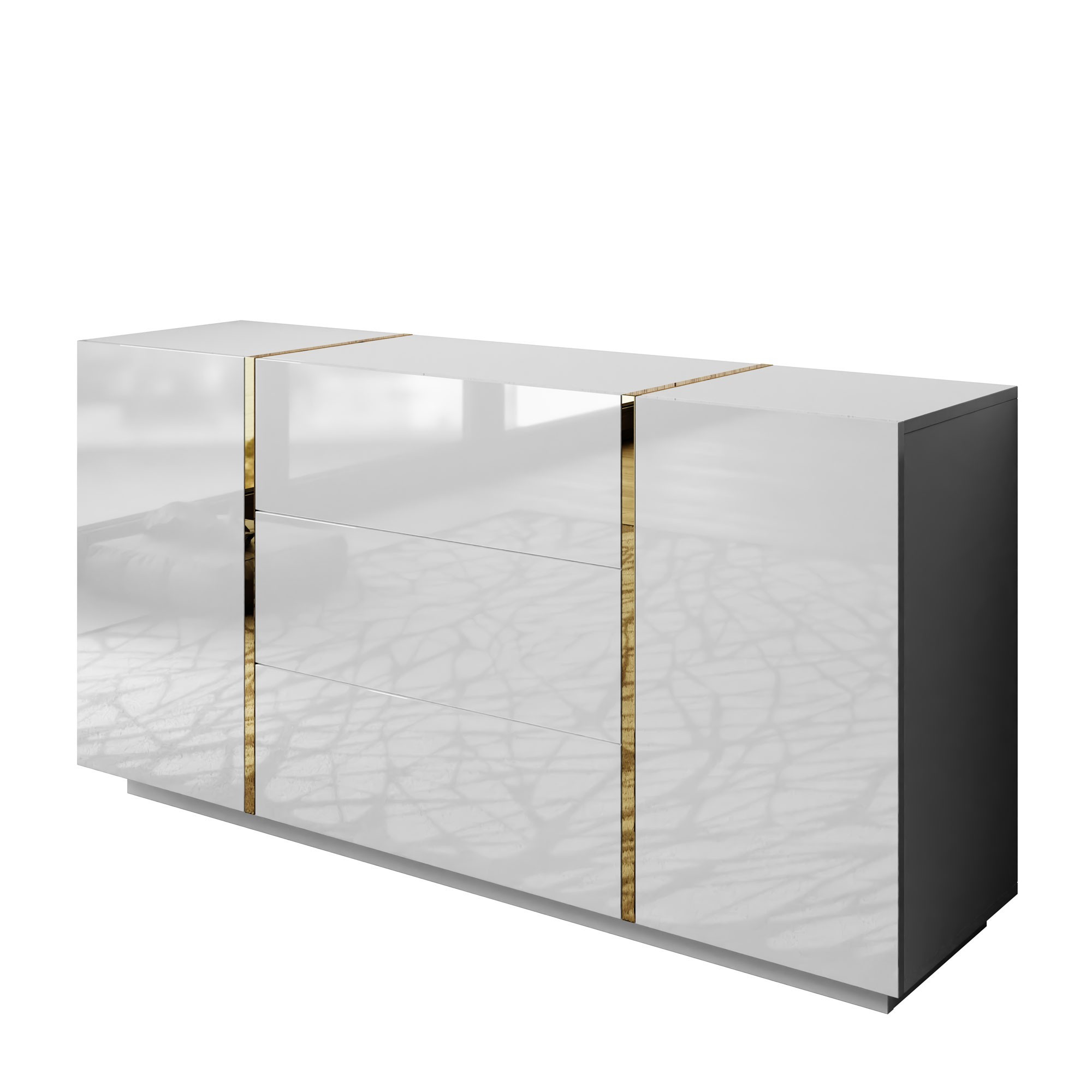 Komoda z szufladami ONYX wysoki połysk 158 cm biała