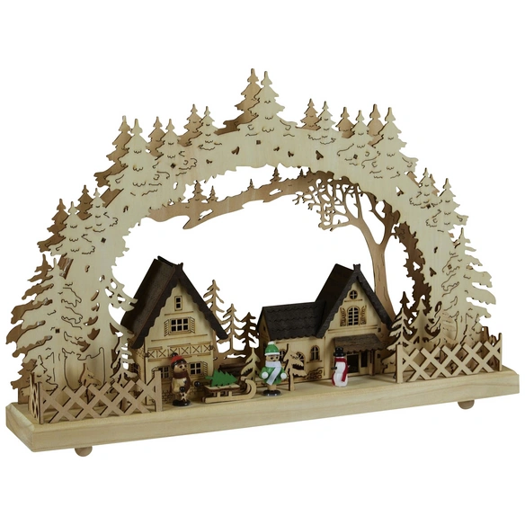 Dekoleuchte, Dorf, Höhe: 30 cm, netz/batterie, natur