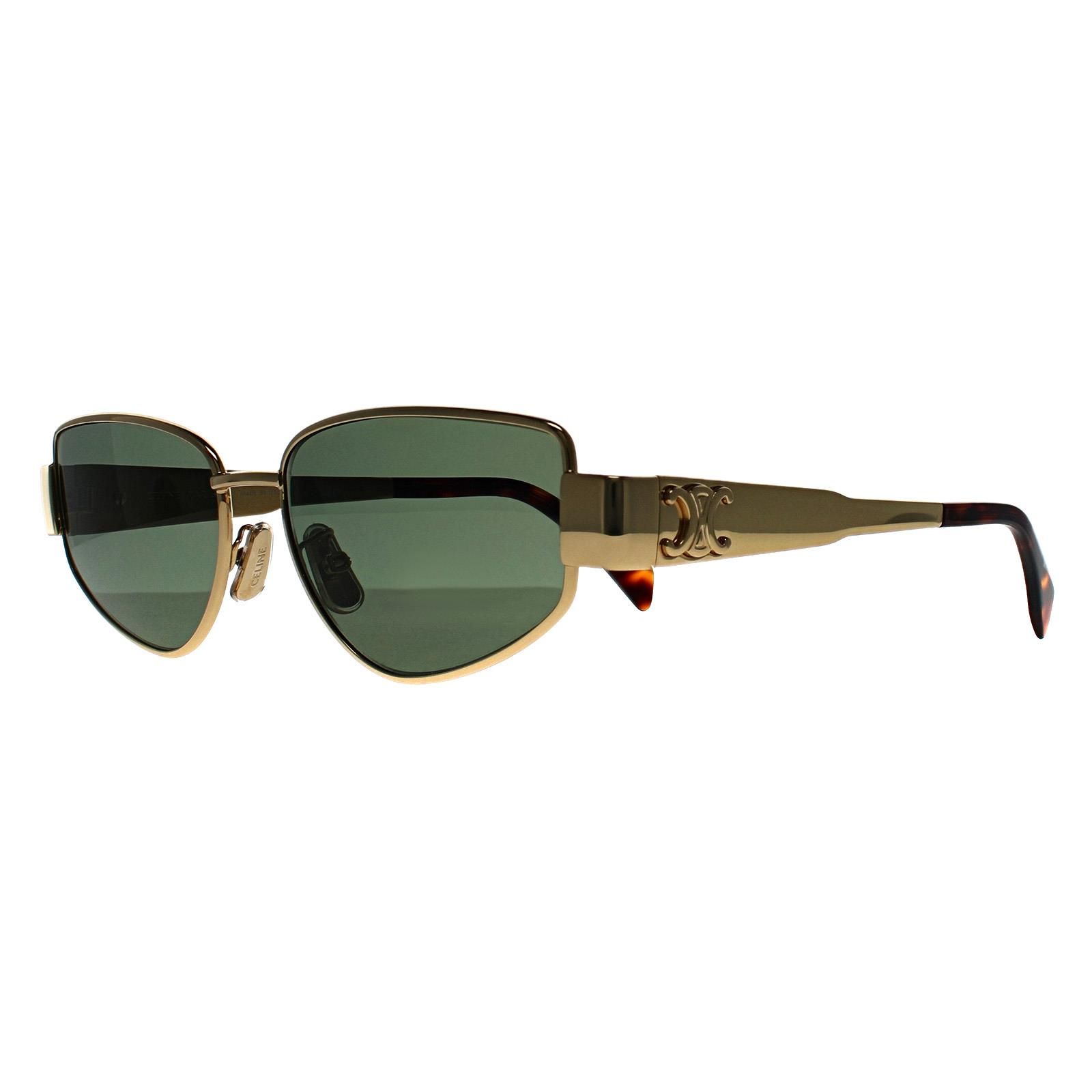 Celine Cat Eye Shiny Endura Gold Green Metal Triomphe CL40293U