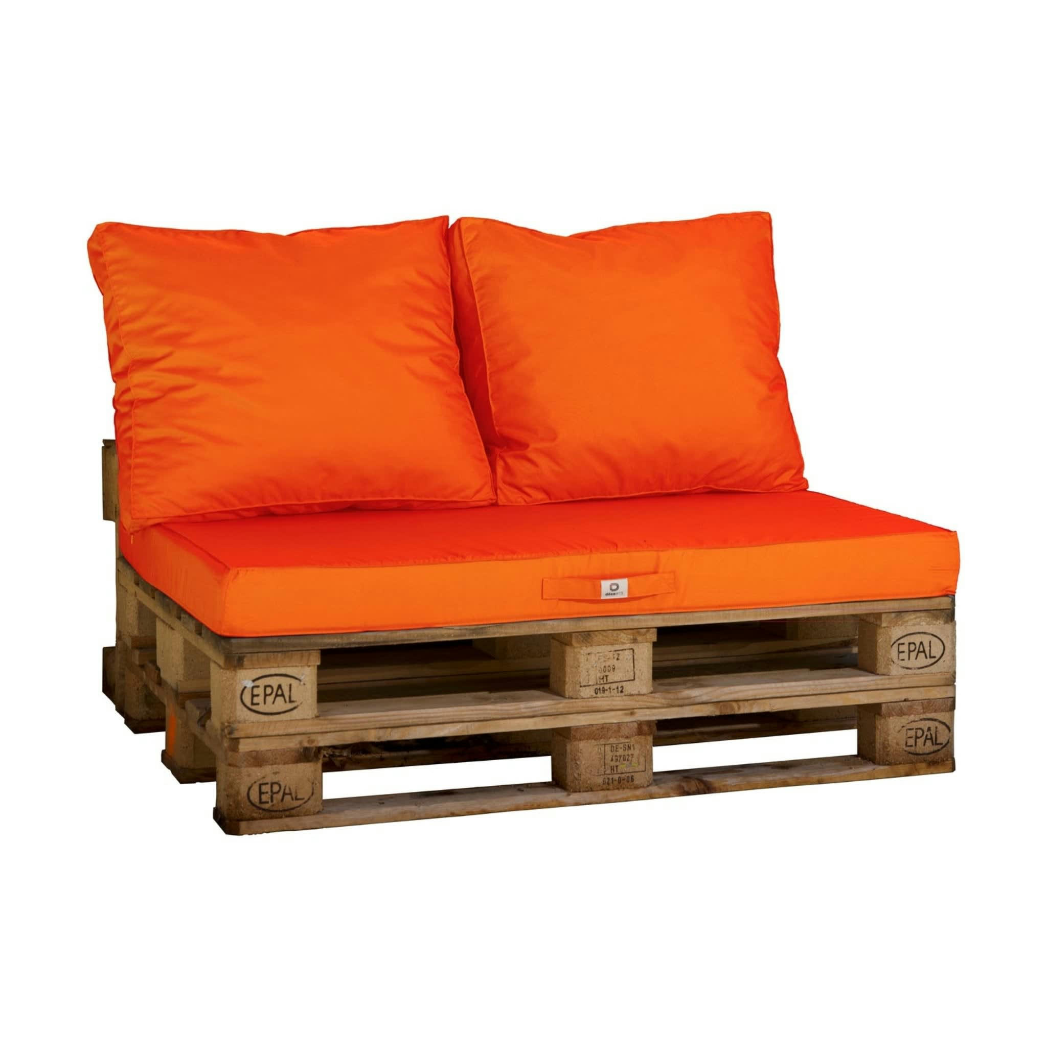 - Lot de 3 coussins pour palette déhoussables en polyester orange