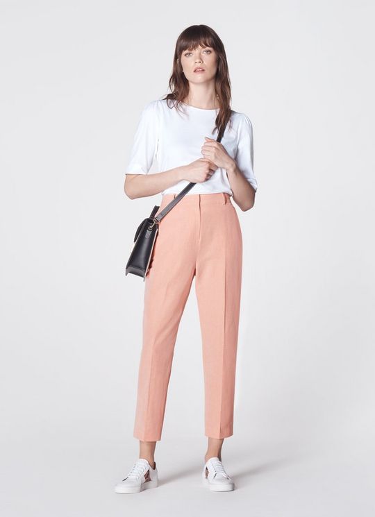 Sweetpea Pink Linen-Blend Trousers