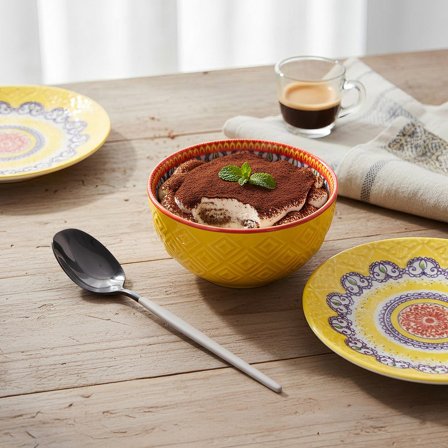 Set 6 cucchiaini taupe e nero Luxy