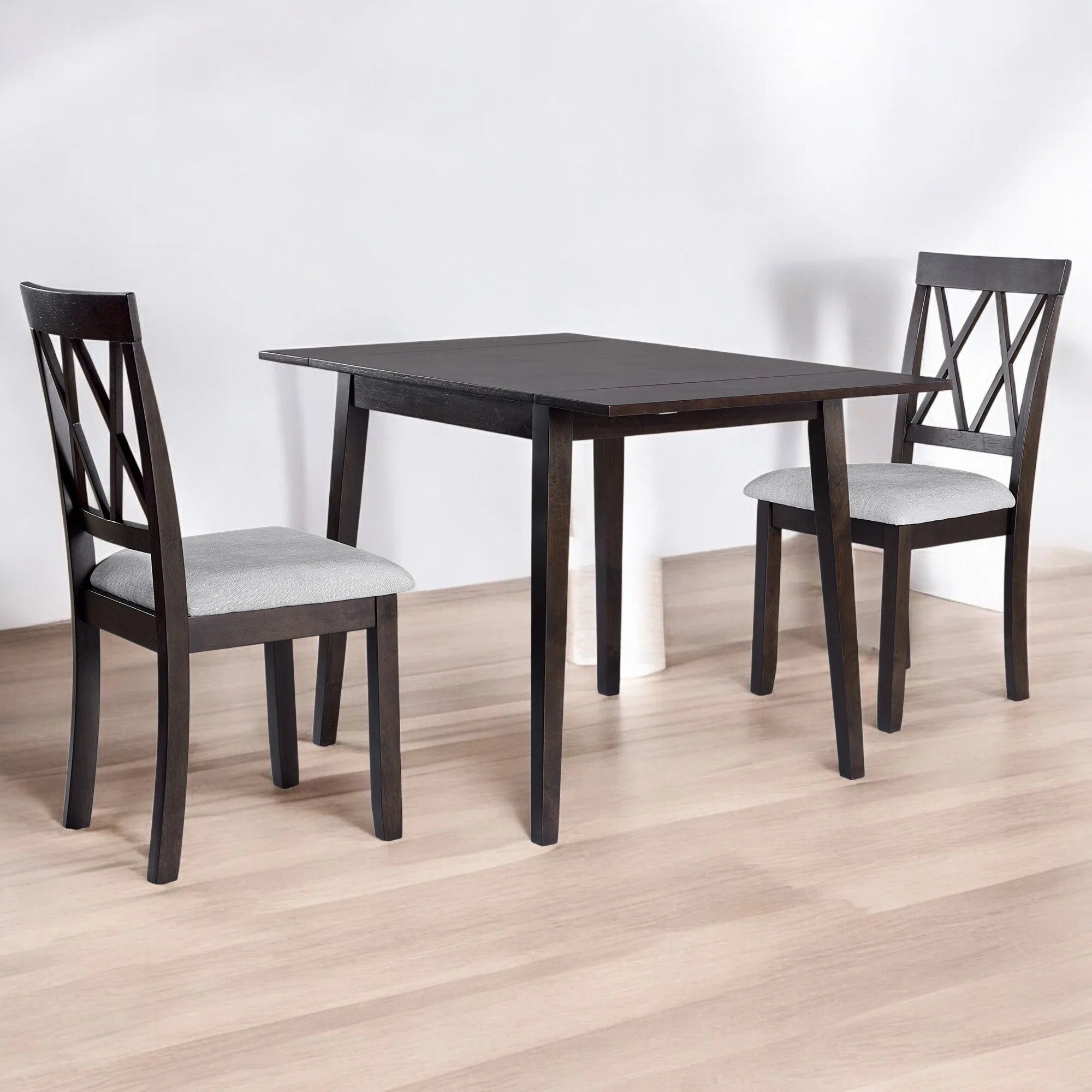 5-Piece Foldable Dining Set with Drop Leaf Table & 4 Upholstered Chairs for Dining Room - Space-Saving Farmhouse Design
