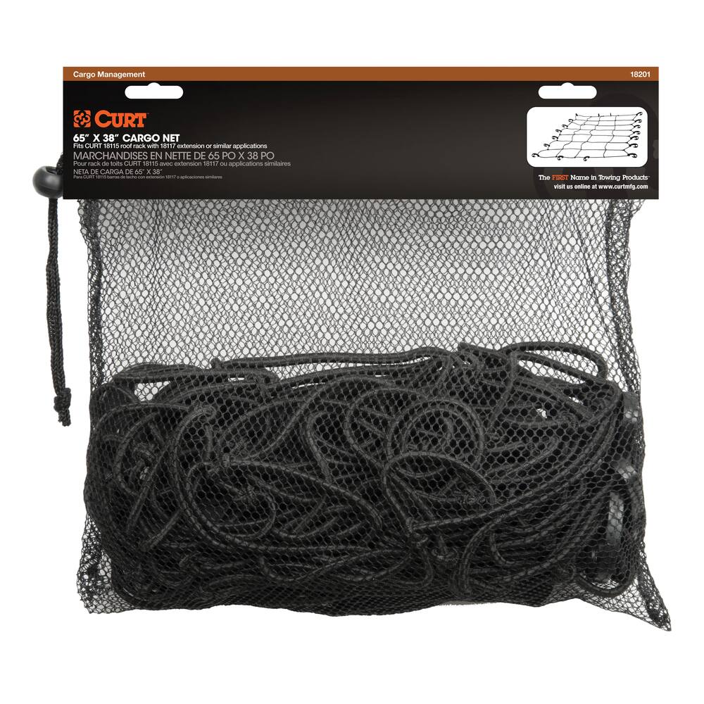 CURT Elastic Roof Top Cargo Basket Net For Extension, 65 x 38-in