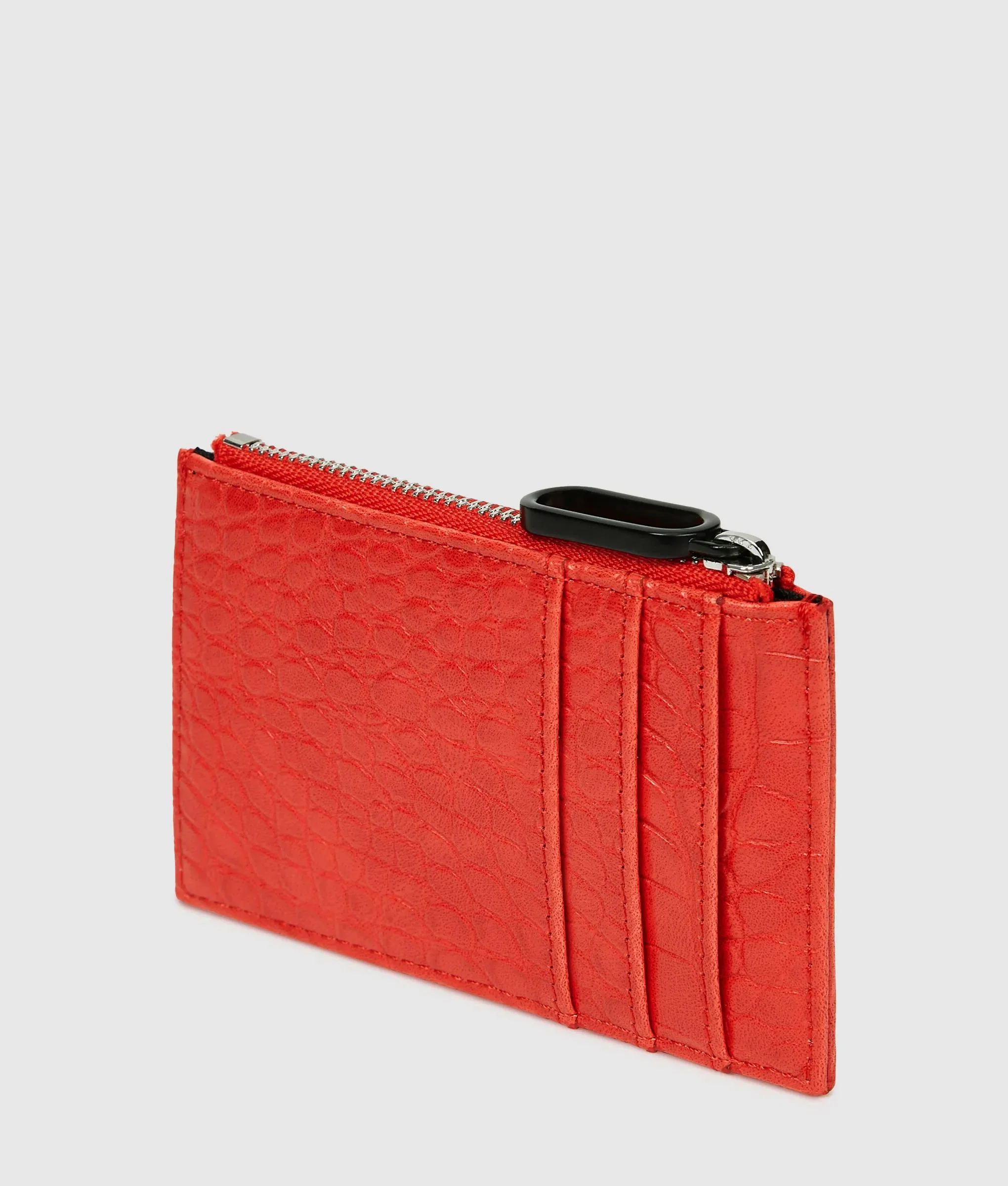 Porte-cartes croco avec logo métallique