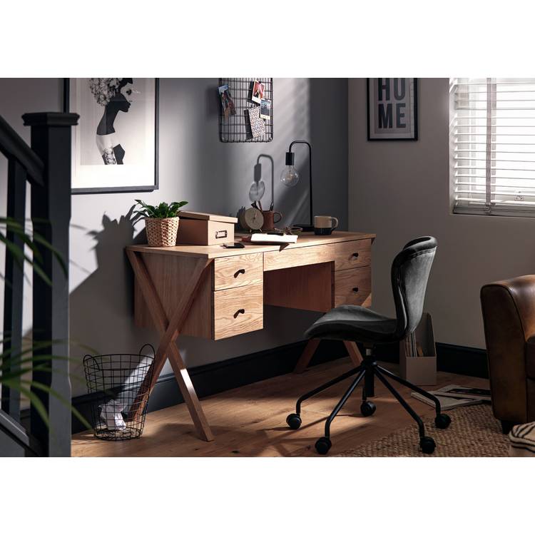 Habitat Harlene 5 Drawer Office Desk - Natural