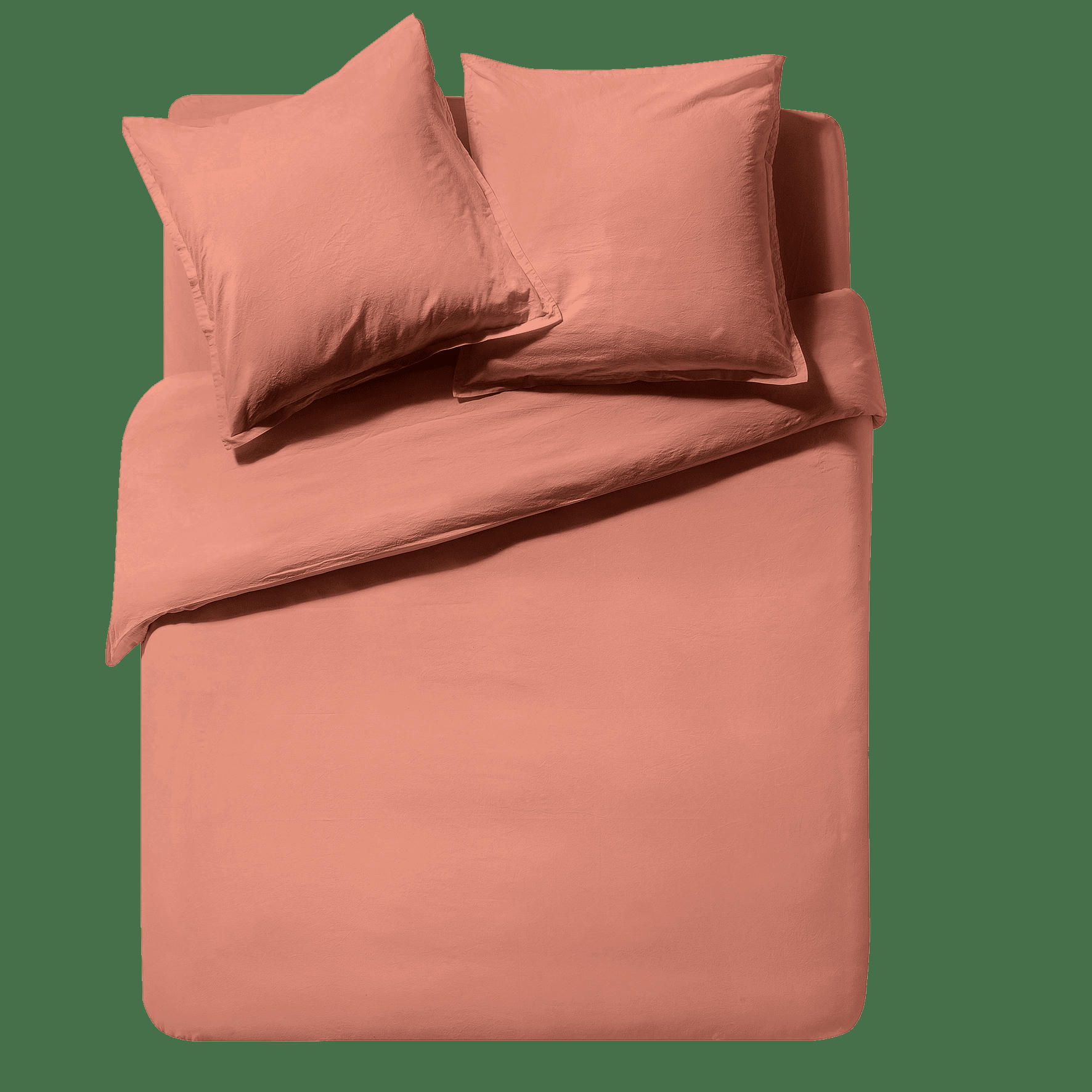 SOFT LINE - Housse de couette unie en coton lavé Terracotta 140x200