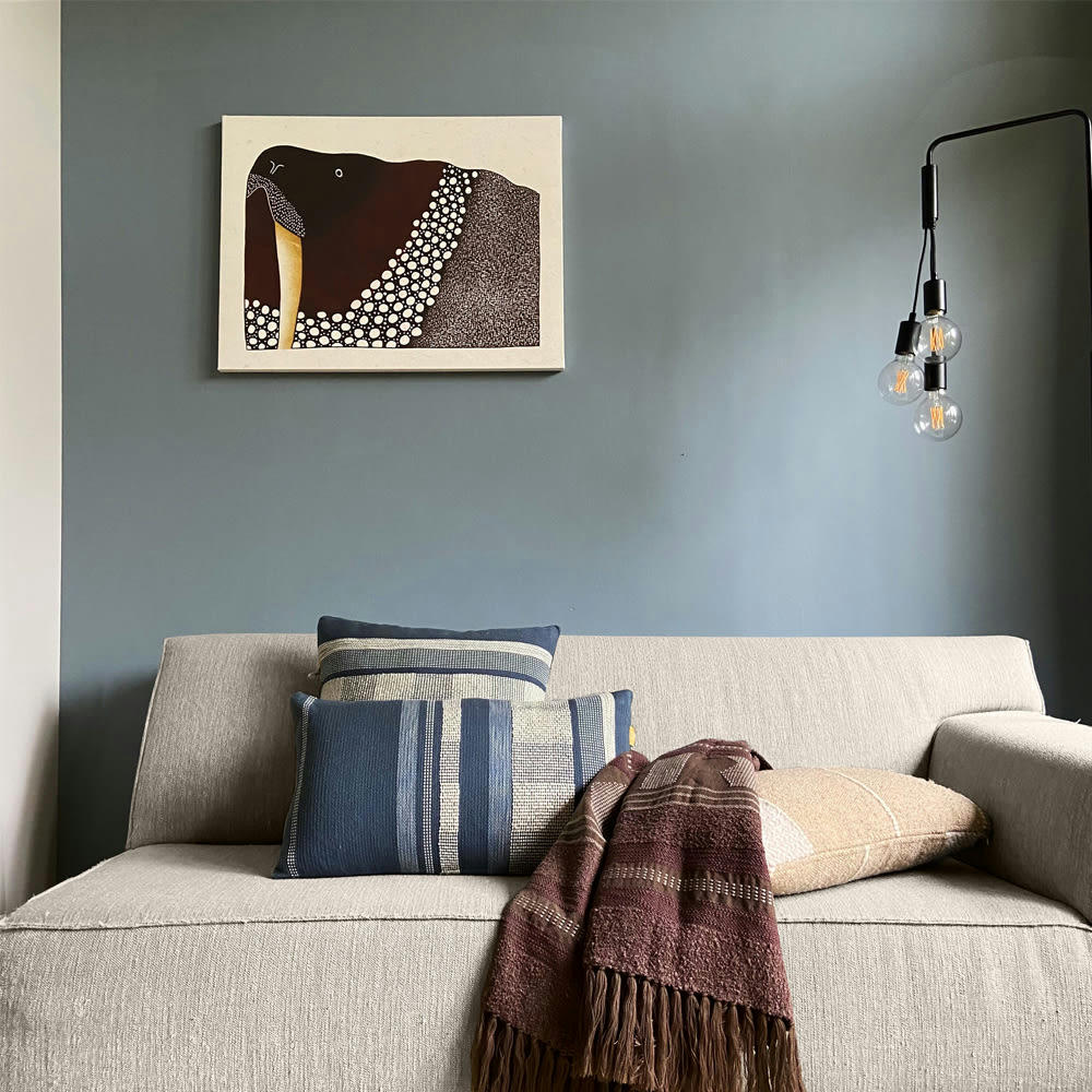 VUE SUR LA MER - Plaid marron artisanal 125x150