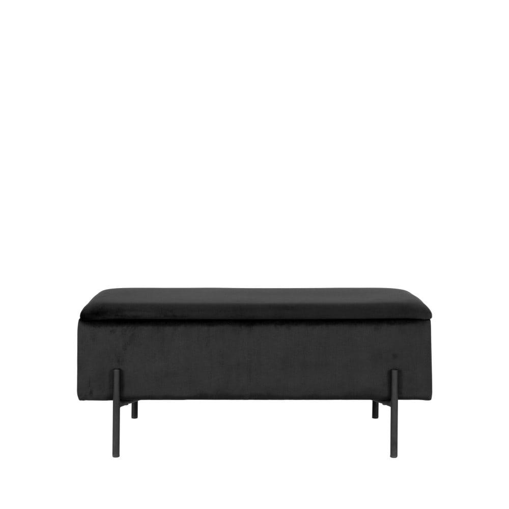 WATFORD - Banc avec coffre de rangement en velours et métal noir